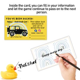 You've Been Ducked, Duck Tags, Duck Ducking Game Cards, Rainbow Card Design Ducking Card Tag, 50 Cards, 50 Rubber Bands(Yellow)