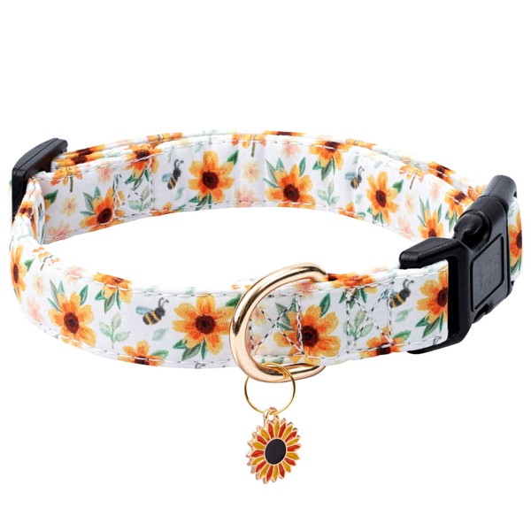 Jelwuion Cotton Dog Collar,Adjustable Cute Puppy Collar with Moon Patterned