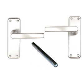 Merriway BH03659 100mm (4 inch) Aluminium Latch Set Handles - Silver