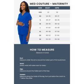 Med Couture Maternity Scrub Pant - 3 Pockets Straight Leg with Side Vents at Hem Soft Jersey Knit Waist Panel MC028, S, Black