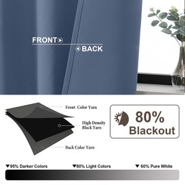 Gwine - Juego de 2 paneles de cortinas opacas de color azul vaquero para recámara, 84 pulgadas de largo, con aislamiento térmico y reducción de ruido, cortinas opacas para sala de estar con bolsillo