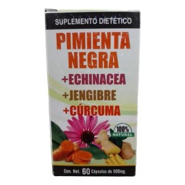 Pimienta Negra Echinacea Gengibre Y Cúrcuma Naturalin 60caps Sabor Jengibre                                                                           