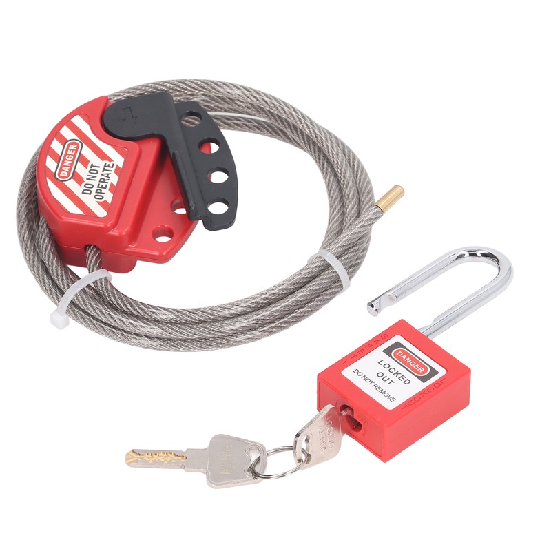 Safety Padlock Set Adjustable Stainless Steel Cable Lockout and 38mm