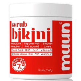 Bikini Area Exfoliator Pack 2-2% Kojic Acid Vitamin C & 7% AHA/BHA Even Skin Tone, Radiance & Glow Skin & Ingrown Hair for Rectum Intimate Butt Underarm