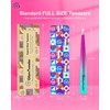 Expert Slant Tip Tweezers with Leather Case, GlamTweeler Sharp &