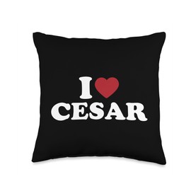 I Love Cesar, I Heart Cesar Red Heart Throw Pillow