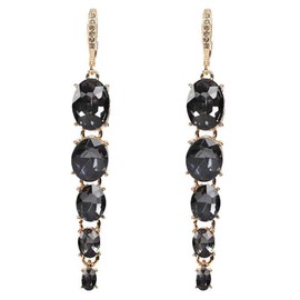 Rosemarie Collections Women's Graduated Oval Glass Stone Dangle Statement Earrings (Gold Tone/Black Diamond)