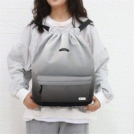 Risefit Waterproof Drawstring Bags, Printed Gym Sackpacks Bags Sports Backpacks for Shopping Swimming Yoga for Men Women Girls Students (Grey Black)