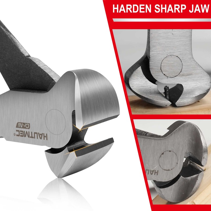 HAUTMEC End Cutting Pliers 7" Flush Cut Carpenters Pincers Nail