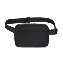 FANDARE Bum Bag Belt Bag Waterproof Waist Bag for Men and Women Shoulder Bags Chest Bag Nylon Colourful Hip Bum Waist Fanny Pack for Outdoor Travel Sports Hiking Jogging Dog Walks, black, ID pocket