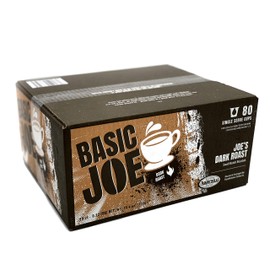 Basic Joe Coffee 100% Arabica Coffee Dark Roast Single Serve Coffee Cups, Fits Keurig K Cup Brewers, Box of 80 100% Arabica Dark Roast Coffee Pods
