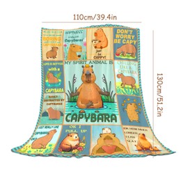 Juvanovo Capybara Blanket, 100 x 130 cm Capybara Cuddly Blanket, Capybara Flannel Blanket, Capybara Soft Blanket, Capybara Sofa Blanket, Capybara Bed Linen, Capybara Merch for Children Adults (A)