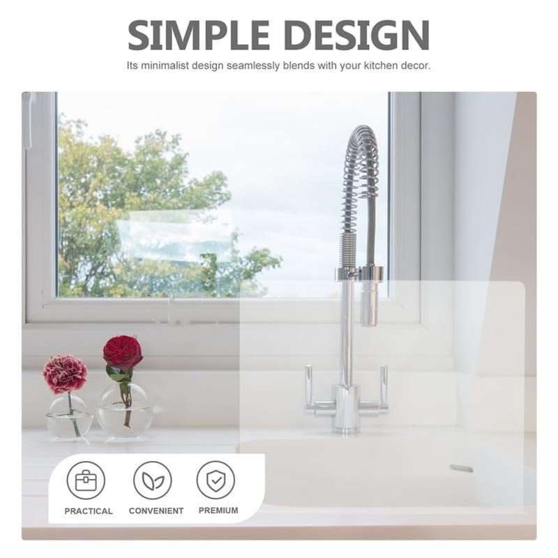 VOSAREA Acrylic Sink Splash Guard, Freestanding Kitchen Splash Panel Barrier