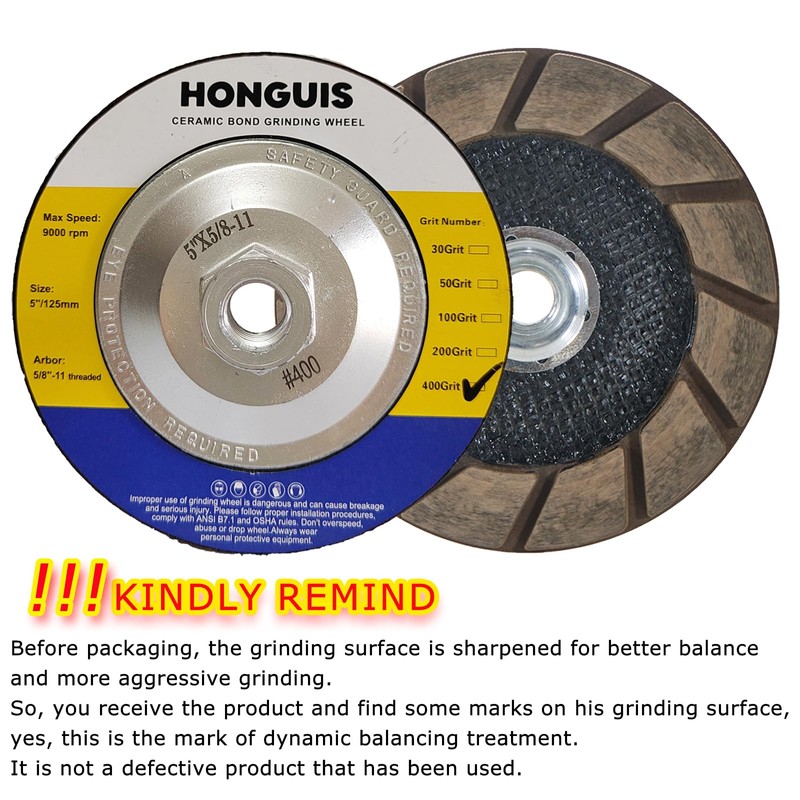 HONGUIS 5 inch Concrete Grinding Cup Wheel,5/8"-11 Arbor Ceramic Bond