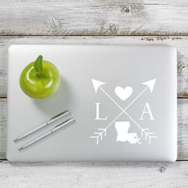 Yoonek Graphics Louisiana Love Cross Arrow State LA Decal Sticker for Car Window, Laptop and More. # 1083 (4" x 4", White)