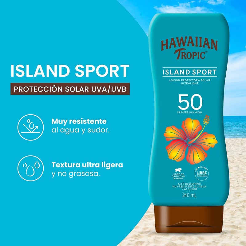 Hawaiian Tropic Island Sport Protector Solar 50 FPS Loción de