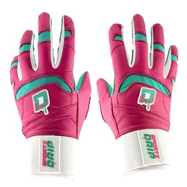 Sportz Drip Batting Gloves (Pink/Teal) - Genuine Leather Gloves for Baseball & Softball Players - Unisex-Youth, Unisex-Adults (Youth Extra Small)