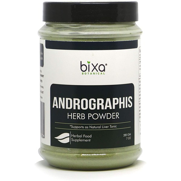 Andrographis Powder (Andrographis Paniculata) Bitter Herb Kalmegh | Natural Liver Tonic Herbal Supplement | Ayurvedic herb for Digest toxins and purify Liver Cells | Bixa Botanical 200g (7Oz)
