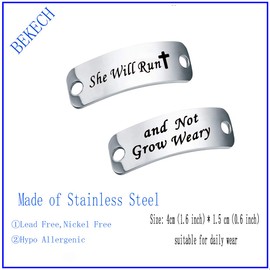 BEKECH Isaiah 40:31 Bible Verse Trainer Tag Gift for Runners Shoelace Charm Lace Tag Get Fit Running Marathon Runners Gift