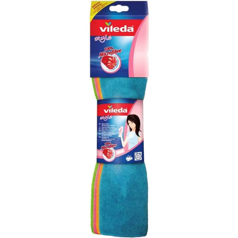 Vileda Set of 4 XL Colored Microfiber Cloths