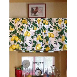 Farmhouse Valance, Kitchen, Lemons, with, Blueberries, Window, Curtain Valance, Sale, 43 Wide x 15 Long