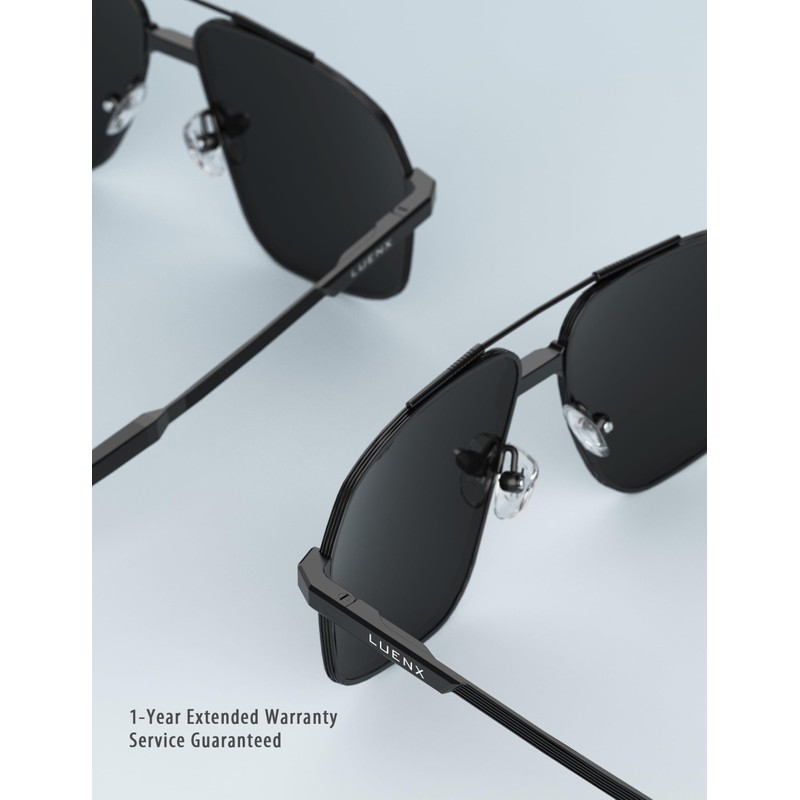 LUENX Polarised Sunglasses Mens Womens UV400-Protection Square Polygon Sunglasses Retro