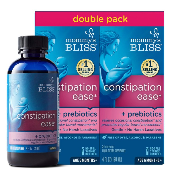 Mommy's Bliss Constipation Ease with Prebiotics, Promotes Bowel Movements, Gentle & Safe, No Harsh Laxatives, Age 6 Months+, 4 Fl Oz (Pack of 2)