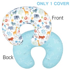 Winmany Baby Nursing Pillow Cover Infant Removable Breastfeeding Pillow Cover Cute Pattern Newborn Nursing Pillowcase Slipcovers Cushion Cover for Girls Boys 22.5 x 18 (Cute Animals)