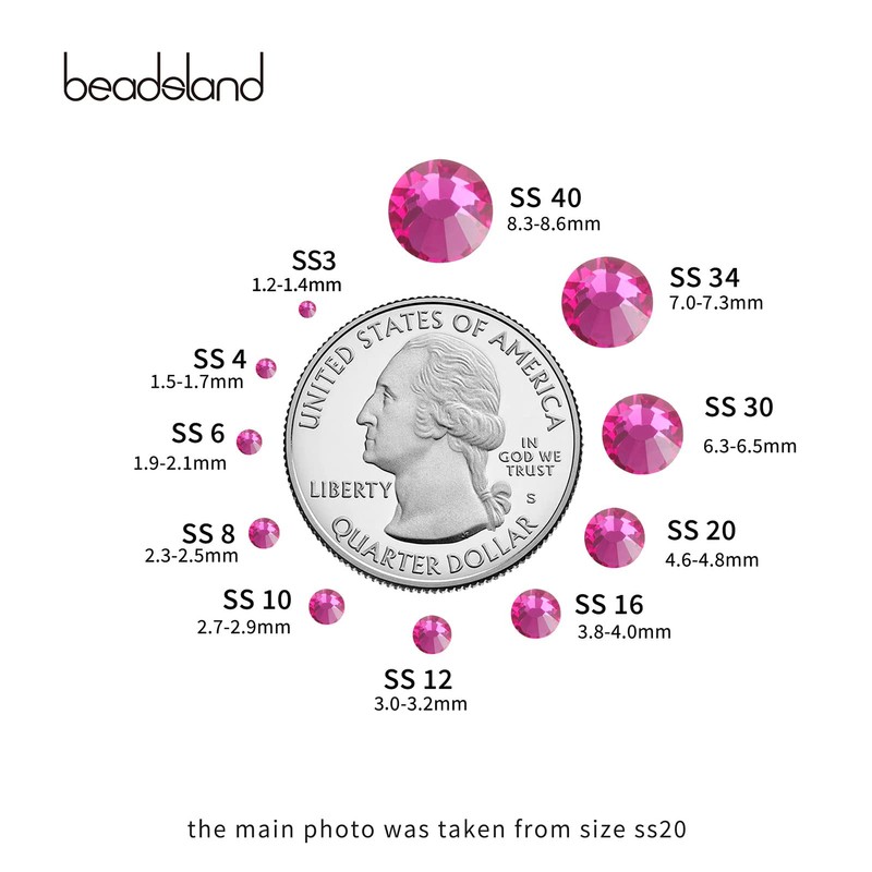 Beadsland 576pcs Flat Back Crystal Rhinestones Round Gems for Nail