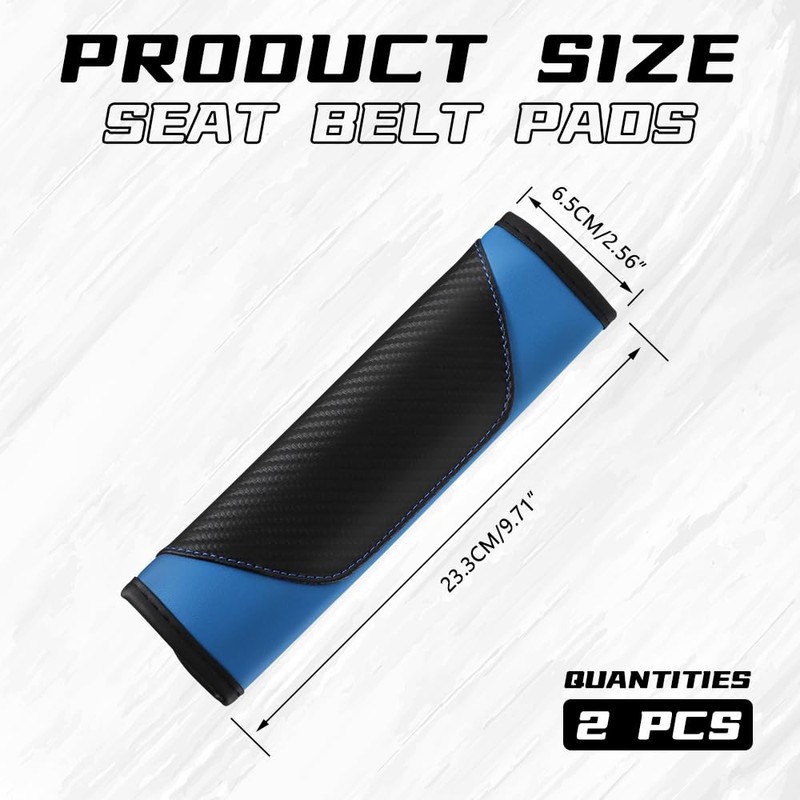 ongfuwu 2PCS Car Seat Belt Cover Pad, Soft Carbon Fiber