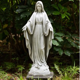 BC Catholic Our Lady of Grace Virgin Mary Statue, 24" H Holy Mother Statue for Garden, Mother Mary Décor for Outdoor Yard Patio Lawn Hallway, Religious Gift, Handpainted by Buildclassic
