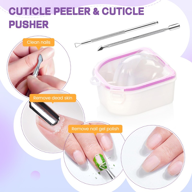 Nail Soaking Bowl (Nail Soaking Bowl 2PCS & Cuticle Pusher