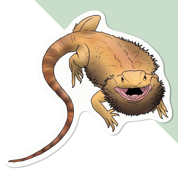 Medium 100mm 'Grumpy Bearded Dragon' Permanent Sticker Decal for Cars/Windows/Bins/Walls