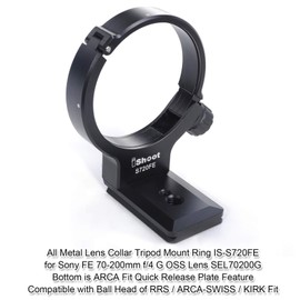 Camera Metal Lens Collar Foot Tripod Mount Ring for Sony FE 70-200mm f/4 G OSS Lens SEL70200G, Built-in ARCA Swiss Type Quick Release Plate with 1/4" and 3/8" Screw Holes