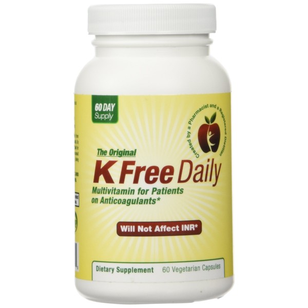 K Free Daily ® Multivitamin - No Vitamin K - Safe for People on Blood Thinners - 60 Capsules (2 Months Supply)