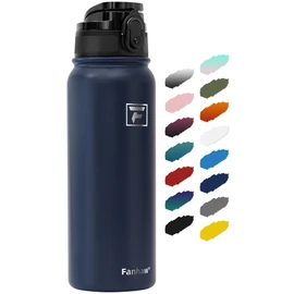 Fanhaw 20 Oz Insulated Stainless Steel Vacuum Water Bottle with Anti-Dust Pop-Open Lid - For Kids, Women, Men | Leak & Sweat Proof (Navy Blue)