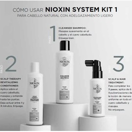 Nioxin Kit #1 de Crecimiento de Cabello, para Cabello Natural con Caída Moderada (3 Piezas: Shampoo 150ml + Acondicionador 150ml + Tratamiento 50ml)