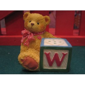 Enesco Cherished Teddies Bear with W Block Figurine