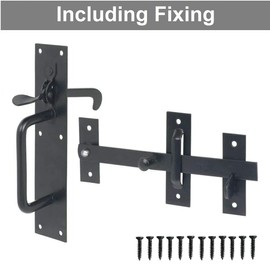 TERF® Heavy Duty Suffolk Gate Latch Door Lock Black Thumb Latch Catch Lock - Weather Protection Suffolk Latches for External Doors Gate Shed Door Lock with Fixing - Pack of 2