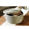 African Fair Trade Handwoven Lidded Storage Basket, Black/Natural
