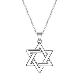 Rnivida 925 Sterling Silver Star of David Necklace, Silver Jewish Star Pendant Necklace for Women (18")