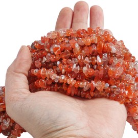 Lovionus89 150 cm Carnelian Irregular Shaped Crystal and Healing Tumbled Chip Stone Beads for Jewellery Making
