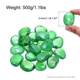 sourcing map Ceramics Beads, Flat Ceramics Green Iridescent 1.1lbs (1.18-1.57 Inch) Ceramics Marbles Pebbles for Vase Fillers Aquarium Decor DIY Craft