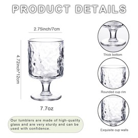 Aurfedes Hobnail Drinking Glasses Set of 8, Vintage Water Goblets Glassware, 8oz Hobnail Goblets Set, Elegant Water Goblets, Beverage Stemmed Glass Cups (12PCS-A)