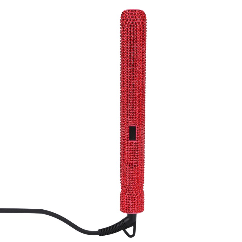 Professional Red Hair Straightener Titanium Curler Straightening Curling Rhinestone Flat