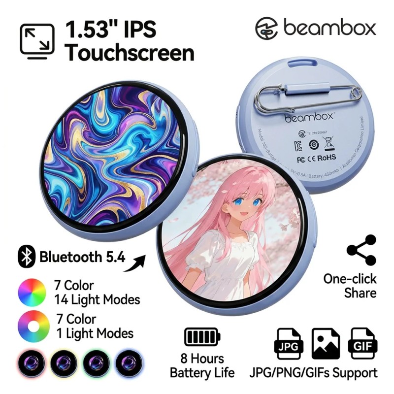 Beambox New Multifunctional AI for Electronic Badge with IPS Display