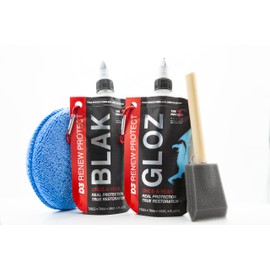 RENEW PROTECT - Blak+GLOZ, Super Shine Combo - Acrylic Ceramic-Hybrid Protectant, Tire & Trim Restorer, Gloss to Mirror-Shine, RVs- Golf Cart- and Motorcycle-Safe, Wash-Proof, 5 min Dry-Seal 6.8oz