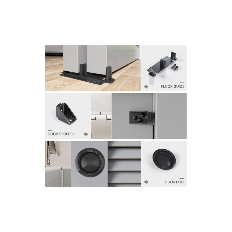 EaseLife Kit de herrajes para puerta corredera de bolsillo doble