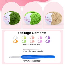 Fluffy Yarn for Crochet 50gx3 with 4mm Hook, Flutterby Chunky Yarn for Crochet, Soft Plush Chunky Thick Wool, Perfect for Baby Blankets & Amigurumi(3-Turtle)