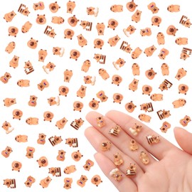 VZZNN 120 Pcs Tiny Capybara Figures for Miniature Animal Desktop Tabletop Outdoor Craft Decor, Mini Resin Capybara Fairy Garden Micro Landscaping Decoration